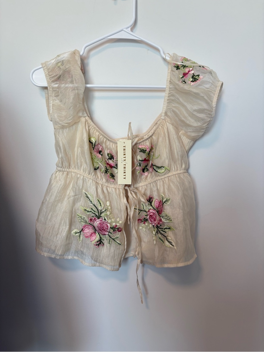 Cream Floral Embroidered Top
